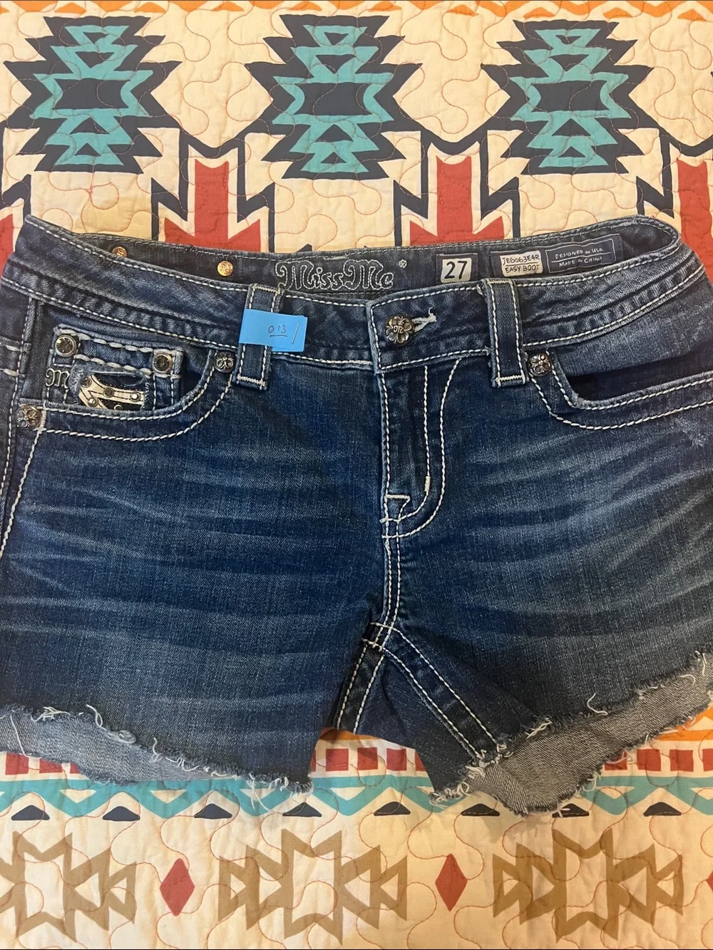 Miss Me Dark Blue Distressed Denim Ankle Shorts